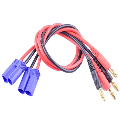 2PCS RC Cable EC5 Connector Male to 4mm Banana Plug Charge Lead with 14awg 11.8"