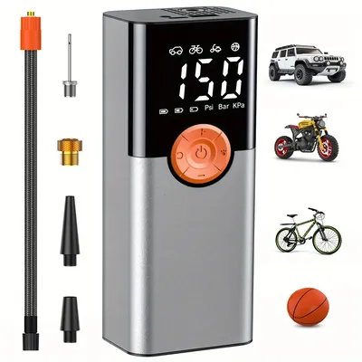 Portable Tire Inflator - Car Air Compressor With Digital Pressure Gauge - 150 PSI - Air Pump With