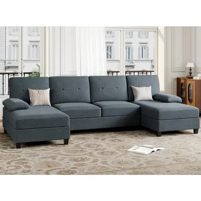 Sectional Sofa Couches for Living Room, 4 Seat U-Shaped Sofa Couch Living Room Furniture Sets