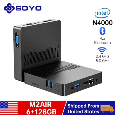 SOYO M2 Air Mini PC Intel Celeron N4000 CPU Window11 6GB RAM 128GB ROM Dual-Band WiFi VGA Portable