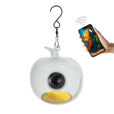 Bird Feeder Camera Apple Shape Bird House Built-in Microphone Bird Feeder Camera WiFi Live Instant