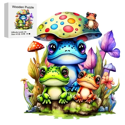 Frogs Wooden Puzzle for Jigsaw lovers, Uniquely Irregular Animal Shape Puzzles Wooden Toys,