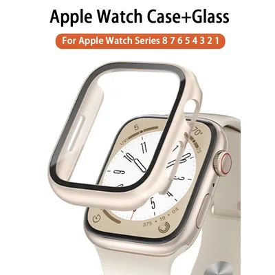 Glass+Cover For Apple Watch Case 8 7 6 SE 5 4 3 iWatch Screen Protector For Apple watch series 45mm