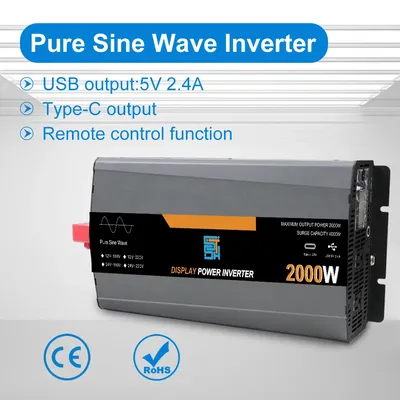 Inverter 4000W Peak Pure Sine Wave 2000W Rated Power DC 12V To AC 110V Voltage Transformer Convert