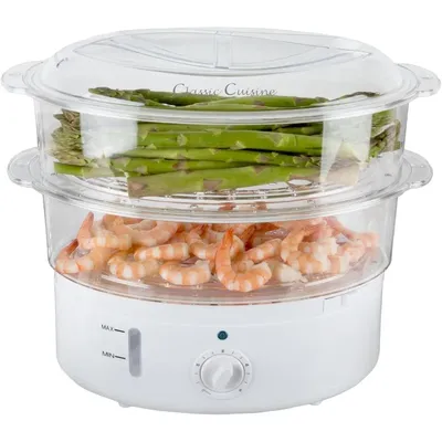 Vegetable Steamer Rice Cooker - 6.3 Quart Electric Steamer with Timer, 11