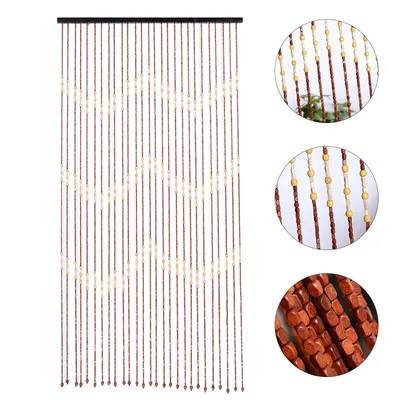 90x175cm 27 Lines Door Curtain Wooden Bead Curtain With Jagged Pattern