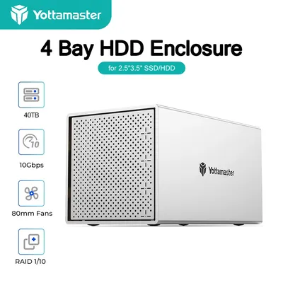 Yottamaster 4 Slot RAID Enclosure 4 Bay 2.5/3.5-inch USB3.0 to SATA3.0 RAID External HDD Array