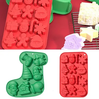 Silicone Chocolate Molds Christmas Candy Baking Moulds Handmade Snowflake Snowman Xmas Tree Man