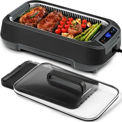 Electric Griddles, Smokeless Indoor Grill, Electric Gril 1500W Korean BBQ Grill With LED Smart