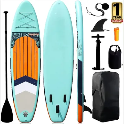 Inflatable stand-up paddle board, wide attitude, surf control, non-slip deck, leash, youth and adult