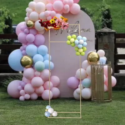 155cm Gold Metal Wedding Arch Frame Garden Backdrop Flower Display Balloon Column Stand Holder for