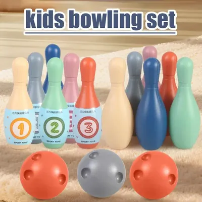 Bowling Set For Kids Cartoon Bowling Toy Set With 6 Rings 3 Balls 12 Bowling Pins Bowling Games For