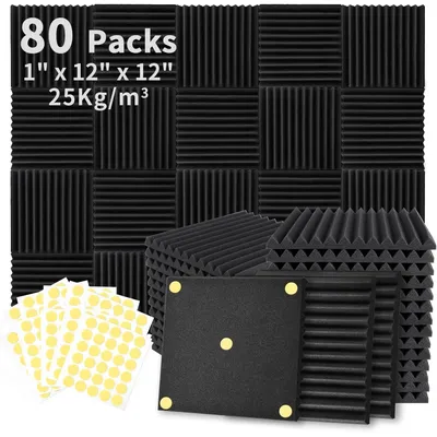 80 Pack Acoustic Foam Panels 1" x 12" x 12" Sound Proof Foam Panles Soundproofing Noise Cancelling