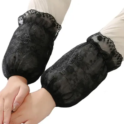 Arm Oversleeves Mesh Double-Layer Lace Kitchen Arm Sleeves Covers Waterproof Oilproof Reusable