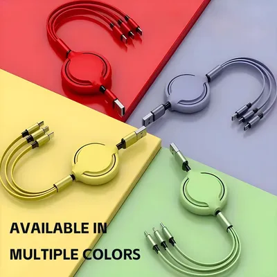 2 PCS 3 in 1 USB Cable Fast Charging Data Cord for Iphone Samsung Huawei Xiaomi Retractable Multi