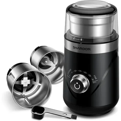 Coffee Grinder Electric, Herb Grinder, Spice Grinder, Coffee Bean Grinder, Espresso Grinder with 2