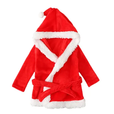 Toddler Girls Boys Bathrobes Santa Claus Christmas Bathrobe Autumn Winter Velvet Sleepwear Robes