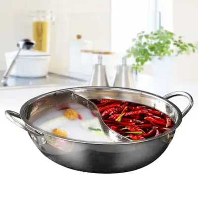 Shabu Pot Hot Stainless Steel Cookware Hot Pot with Divider Soup Induction Nabe Lid Cooking