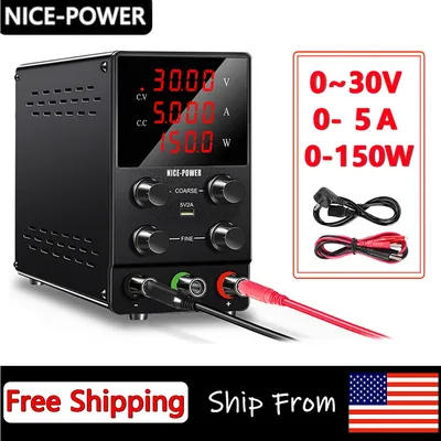 NICE-POWER Adjustable Switching DC Power Supply 30V 5A Lab Bench Power Supply Output Preset Current