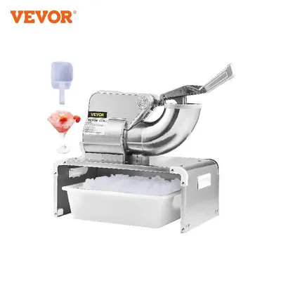 VEVOR Commercial Snow Cone Machine 500LB/H Electric Shaved Ice Machine w/Dual Blades Stainless Steel