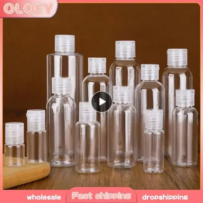 Transparent Refillable Bottles Travel Flip Top Cap Empty Bottle Container Cosmetics Lotion Shampoo