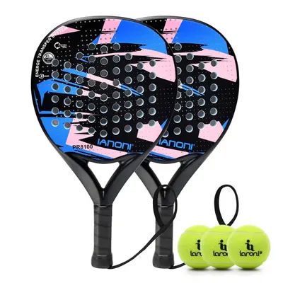 IANONI Padel Racket Set With 3 Balls Carbon Fiber Surface with EVA Memory Flex Foam Core Lightweight