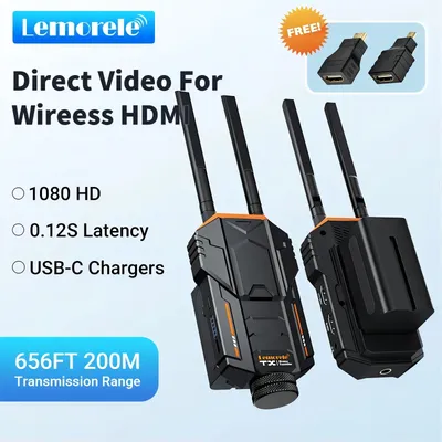 Lemorele R100Plus HDMI Extender kit 200M Support NP-F Wireless Battery 5.8Ghz Transmitter and