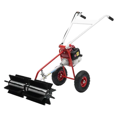 4-Stroke 37.7cc Gas Power Sweeper Brush Broom Driveway Turf Grass Snow Cleaning Grit