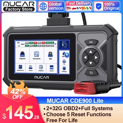 MUCAR CDE900 LITE OBD2 Scanner 5 Resets Car Diagnostic Tool Full System Diagnostics Car Code Reader