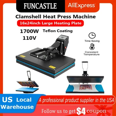 Clamshell Heat Press Machine,Digital Ironing Equipment,Sublimation Transfer Printer, DIY for T-shirt