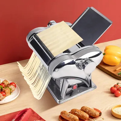 110V Electric Automatic Dough Skin Noodles Pasta Maker Machine Roller Sheeter W/ Two Blades For Home