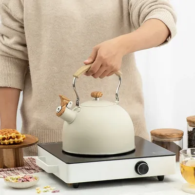 2.5L Stainless Steel Whistling Tea Kettle Food Grade Tea Pot for Make Tea Boil Water Compatible with