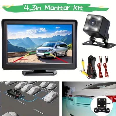 4.3in car monitor Dash Stand with Reversing camera Kit TFT LCD screen display 2 Channels DVD Media