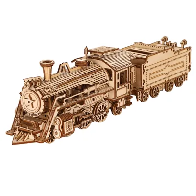 Locomotive Model DIY 3D Wooden Puzzle Building Block Kits Assembly Toy Birthday Gift For Kids Adult