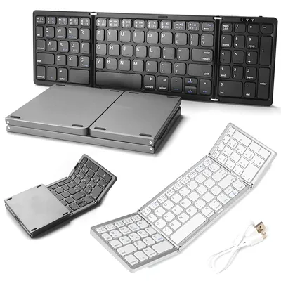 Portable Folding Keyboard Ultra Slim 81 Key Touchpad Bluetooth Keyboard Rechargeable Folding