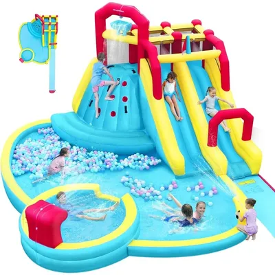 XL Inflatable Water Slides for Kids Backyard,Giant Water park with Long Slip Splash and Slide,Double