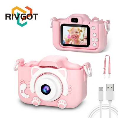 Cute Cat Children Cameras With Silicone Cases Dual Cameras Kids Photography 1080P HD Video Camera