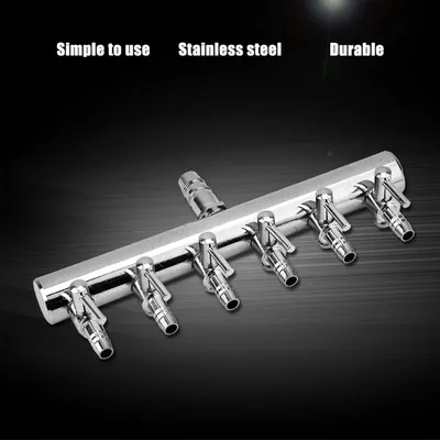 Stainless Steel Aquarium Fish Tank Air Flow 8mm Turn to 4mm Splitter Control Valve (6 way)