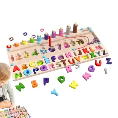 Letter Matching Toys 4 In 1 Letters Sorting Board Wooden Alphabet Puzzle Montessori Board Games