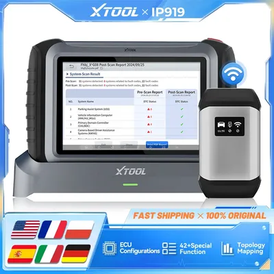 XTOOL INPLUS IP919 Automotive Scanner CAN FD&DOIP&FCA Smart Key Programmer All System Diagnosis Bi-Directional Control 42+Resets