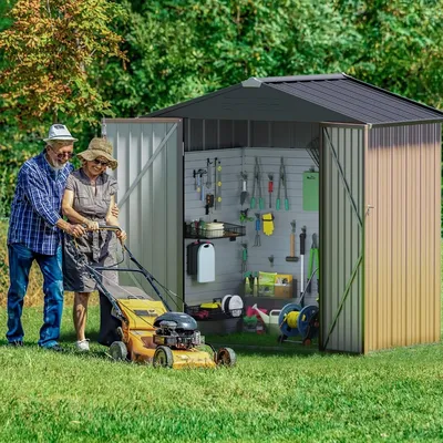 Homall Outdoor Storage Shed, Metal Garden Sheds & Outdoor Storage House with Single Lockable Door