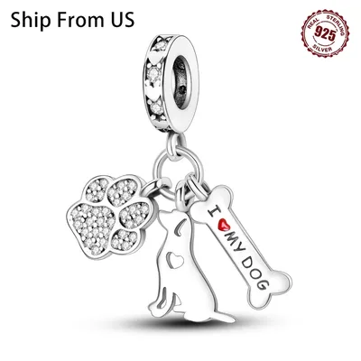 Hot Sale 925 Sterling Cute Dog Animal Series Charms Beads Pendant Fit Original Pandora Bracelets