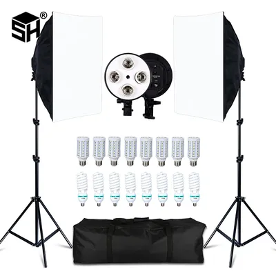 Photography 50x70CM Four Lamp Softbox Kit Continuous Lighting System Soft Box Accessories Photo