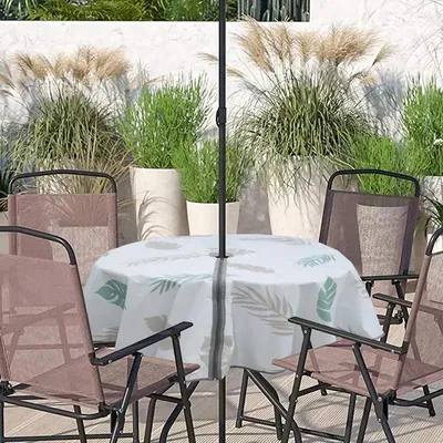 Round Zipper Tablecloths For Umbrella Oil-Proof Outdoor Round Table Cloth 60 Inch Stain-Resistant