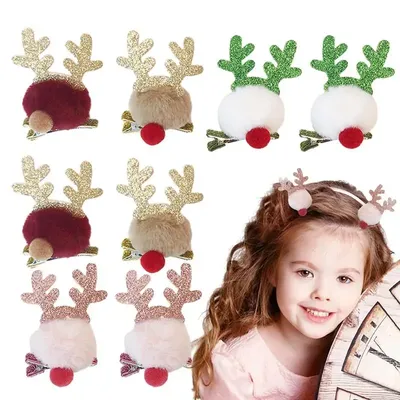 8pcs/set Christmas Hair Clips Deer Headband Hair Clips Deer Antler Hair Clips Headbands 4 Pairs