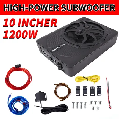 10 inches Max 1200W Car Under-Seat Sub Woofer Active Powered Amplifier Bass Enclosed Subwoofer