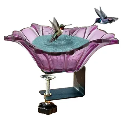 Railing Bird Bath Patio Bird Bath Bowl Feeder Heavy Duty Adjustable Base Hummingbird Bird Bath Bowl