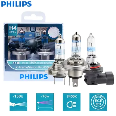 Philips H1 H4 H7 12V X-treme Vision Pro150 Bright White Lamps H11 HB3 HB4 HIR2 Halogen Light 9005