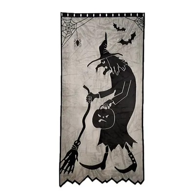 Halloween Curtains Black Lace Witch Curtain Halloween Window Curtains Witch House Decoration For