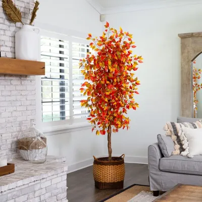 US 7’ Autumn Ficus Artificial Fall Tree Home Decor.